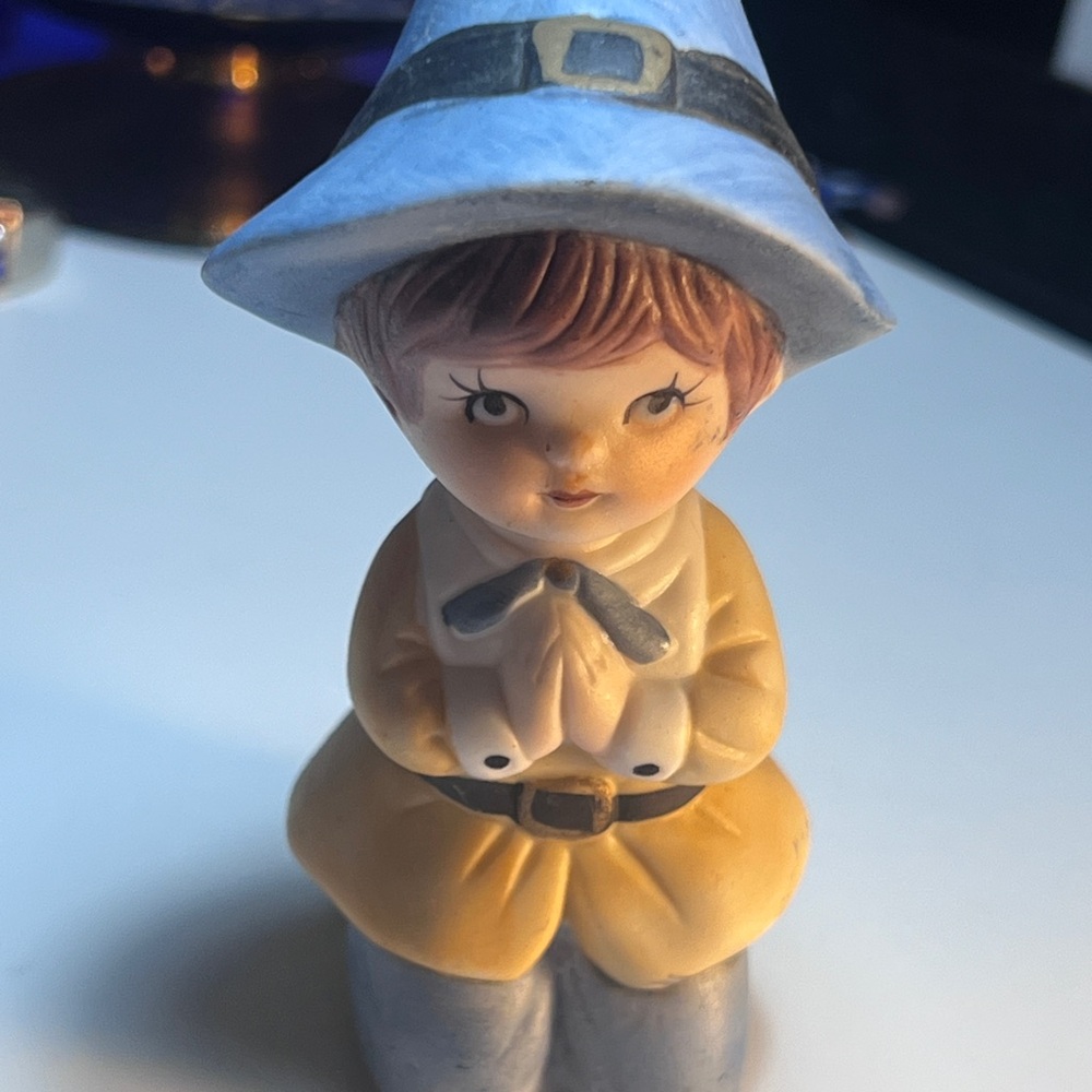 Vintage Lefton Ceramic Pilgrim Boy Figurine